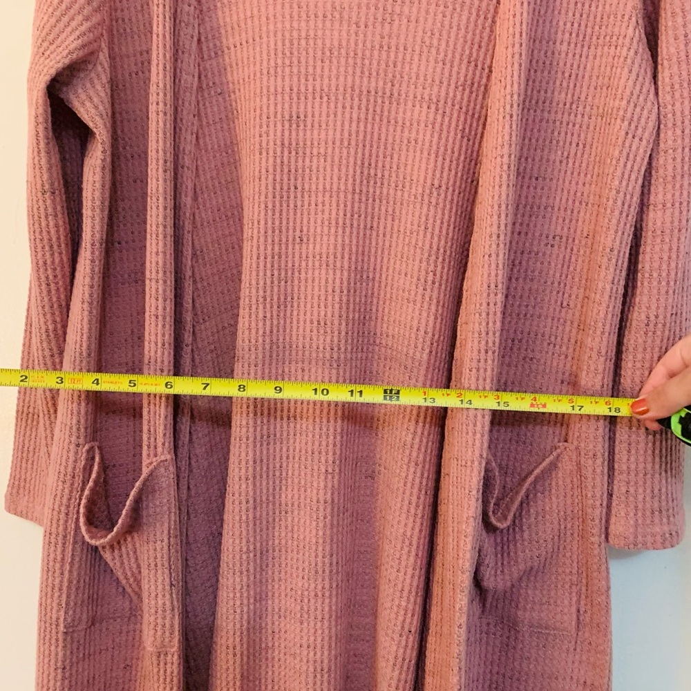Long Pink Ribbed Cardigan - Picture 2 of 3